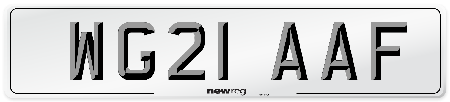 WG21 AAF Number Plate from New Reg